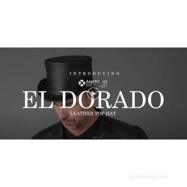 American Hat Makers El Dorado Leather Top Hat with 5 Skull Band — Handcrafted