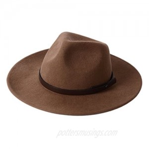 Anycosy Western Fedora Hat Wool Cowboy Hats Women Cowgirls Men Wide Brim Felt Hats Crushable