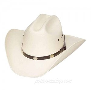 Authentic Classic Cattleman Straw Cowboy Hat with Silver Conchos Child One Size Fits All Kidz -Elastic Band (White)