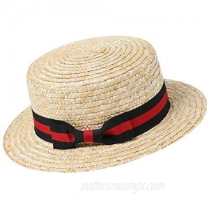 BABEYOND Men's 1920s Brim Boater Hat Gatsby Straw Hat 20s Costume Accessories