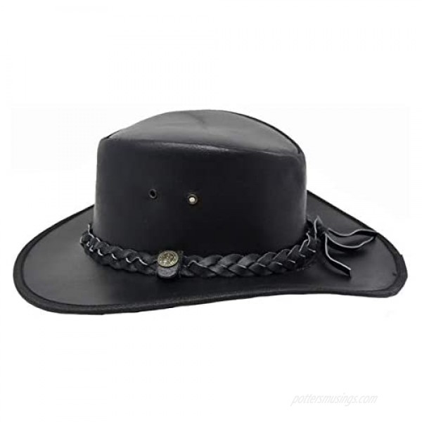 BULLHIDE Cessnock Genuine Leather Western Cowboy Hat 3 Brim Black