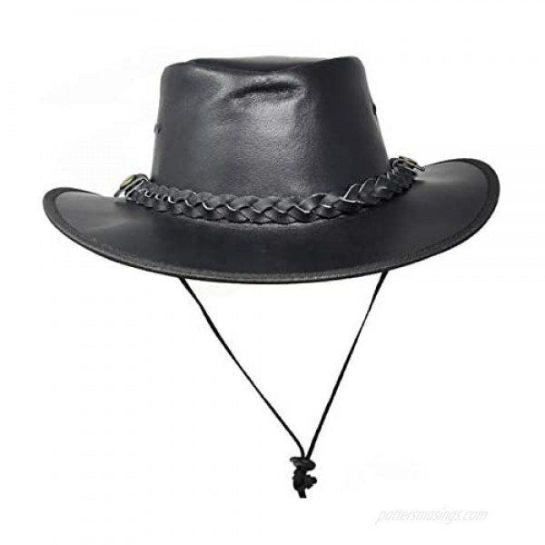 BULLHIDE Cessnock Genuine Leather Western Cowboy Hat 3 Brim Black