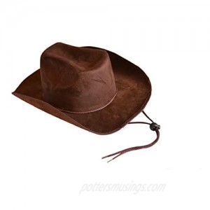 Children's Dark Brown Felt Cowboy Hat with Drawstring Brown One Size