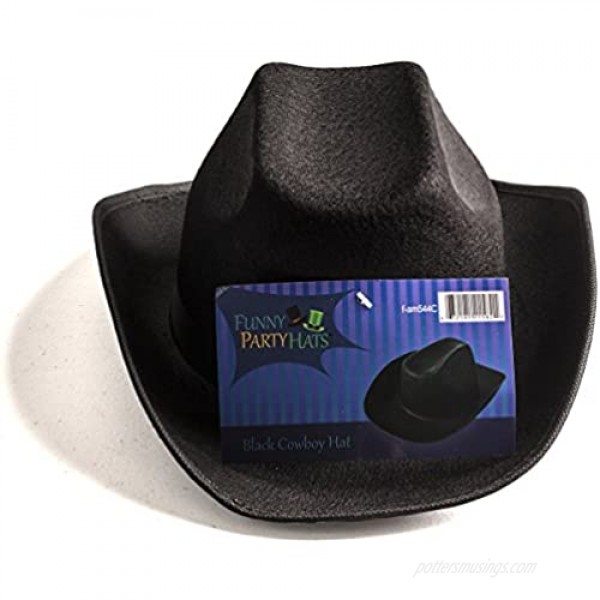 Funny Party Hats Black Cowboy Hat - Cowboy Hats - Western Hat - Unisex Adult Cowboy Hat - Cowboy Costume Accessories