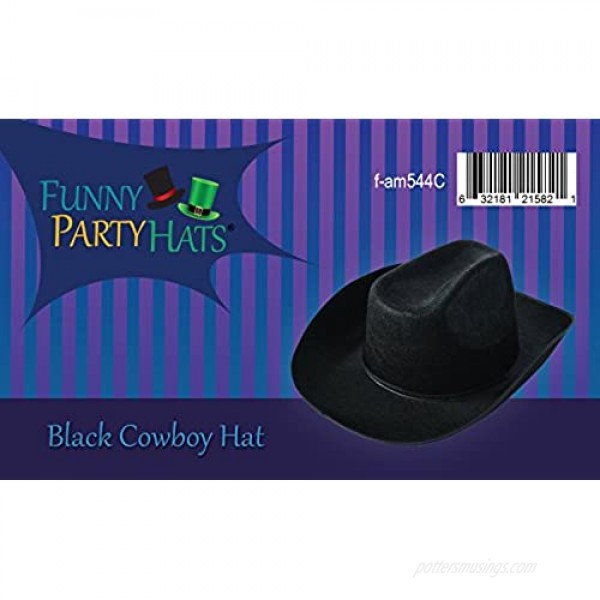 Funny Party Hats Black Cowboy Hat - Cowboy Hats - Western Hat - Unisex Adult Cowboy Hat - Cowboy Costume Accessories