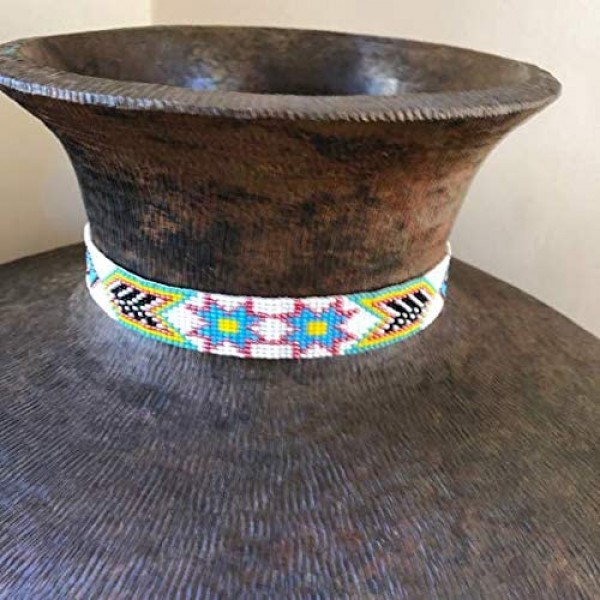 Mayan Arts Hat Band Hatband Western Cowboy Cowgirl Beaded Hat Bands Blue Leather 7/8 Inches x 21 Inches