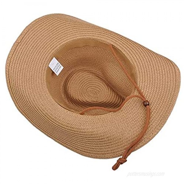 Men Straw Cowboy Hats Panama Outdoor Hat Wide Brim Shapeable Sun Hat