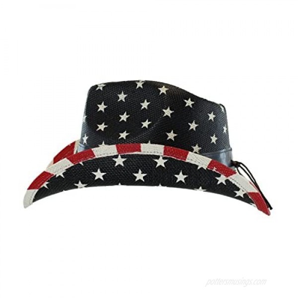 Men's Western Style Shapeable Cowboy Hat - USA American Flag Patriotic America