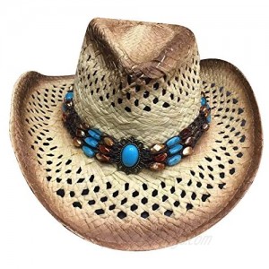 MINAKOLIFE Men's & Women's Western Style Cowboy/Cowgirl Straw Hat