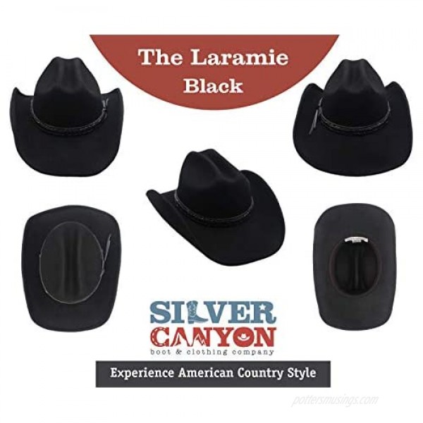 Shapeable Cattleman Cowboy Western Wool Hat Silver Canyon Black