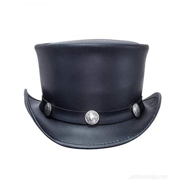 Voodoo Hatter-El Dorado Buffalo Nickel Band Band Black or Brown Leather Top Hat