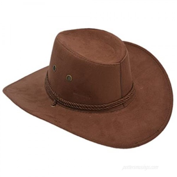 Yosang Adult Western Suede Hat Cowboy Outdoorsman Hat Travelling Summer Cap