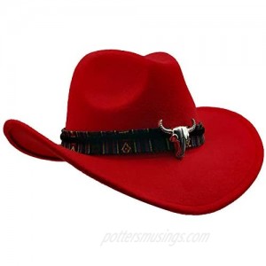 Yosang Wide Brim Men and Woman's Western Outback Cowboy Hat with Metal Bull Head