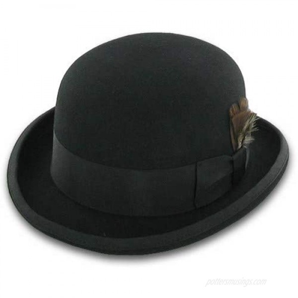 Belfry Bowler Derby 100% Pure Wool Theater Quality Hat in Black Brown Grey Navy Pearl Green