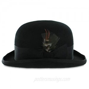 Belfry Bowler Derby 100% Pure Wool Theater Quality Hat in Black Brown Grey Navy Pearl Green