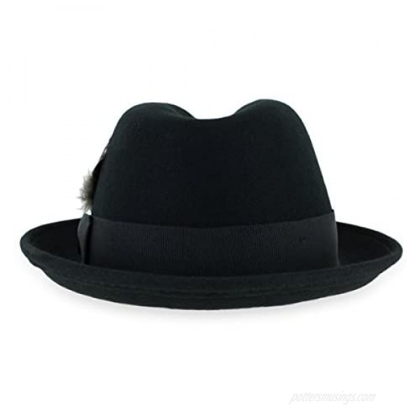 Belfry Trilby Men/Women Snap Brim Vintage Style Dress Fedora Hat 100% Pure Wool Felt in Black Grey Navy Brown and Pecan