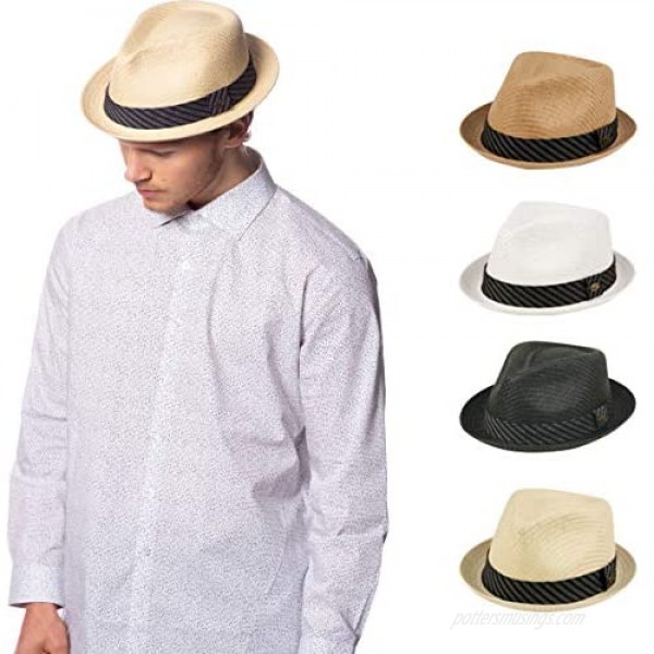 Epoch hats Mens Summer Fedora Cuban Style Short Brim Hat