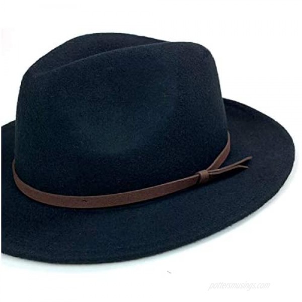 Fedora Hats for Men by King & Fifth | Wide Brim Fedora with Low Crown + Felt Fedora Hat