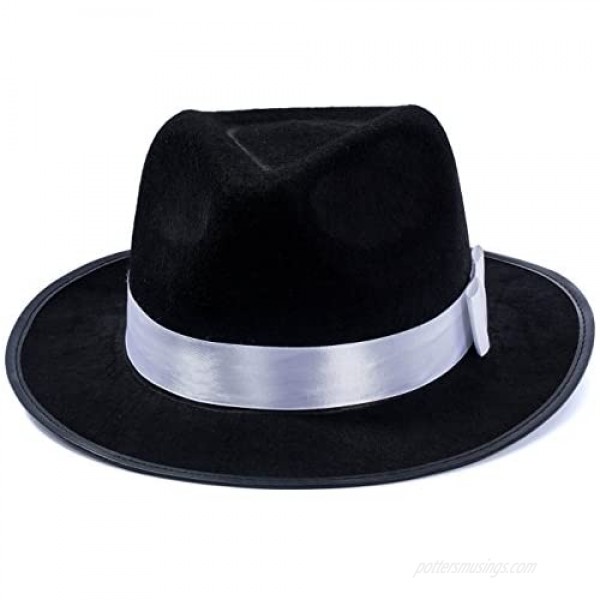 Funny Party Hats Black Fedora Hat - Gangster Hat - Black and White Fedora Hat - Mobster Hat (Fedora Hat)