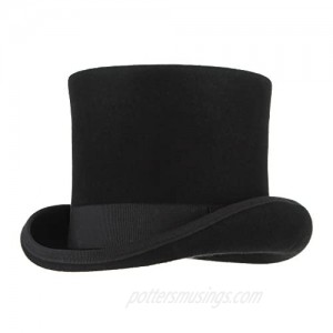 GEMVIE Men 100% Wool Mad Hatter Hat Satin Lined Top Hats