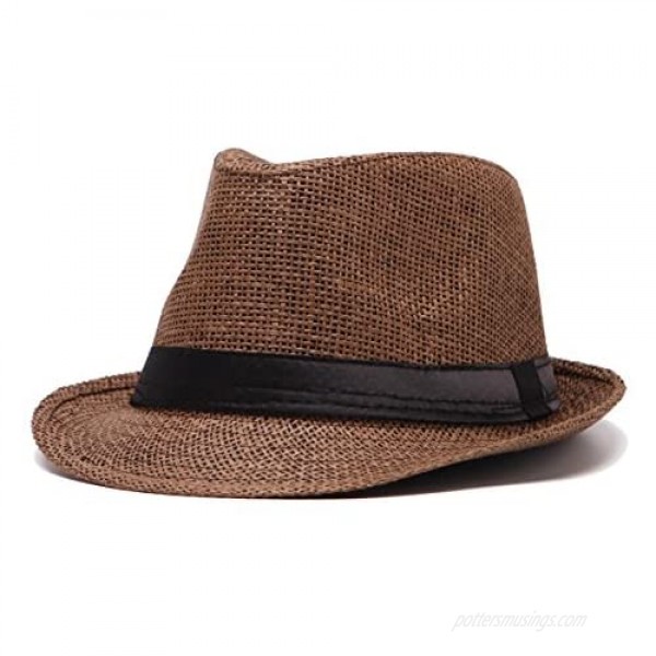 LADYBRO Mens Fedora Hats for Men - Fedora Hat Panama Hat Straw Hat Trilby Hat Summer Hat (Pack of 3)