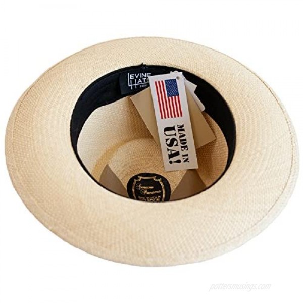 Levine Hats Co. Genuine Panama Bogart Fedora Straw Dress Hat (3+ Colors)