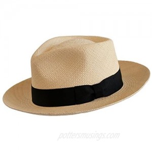 Levine Hats Co. Genuine Panama Bogart Fedora Straw Dress Hat (3+ Colors)