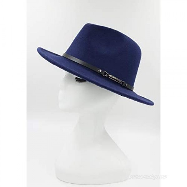 Melesh Wide Brim Unisex Classic Belt Buckle Fedora Hat