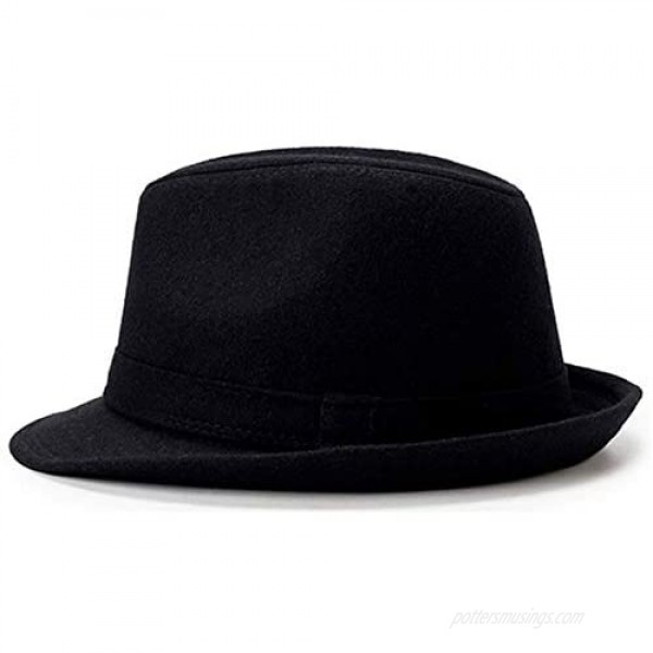 Men's Classic Manhattan Structured Gangster Trilby Fedora Hat with Band