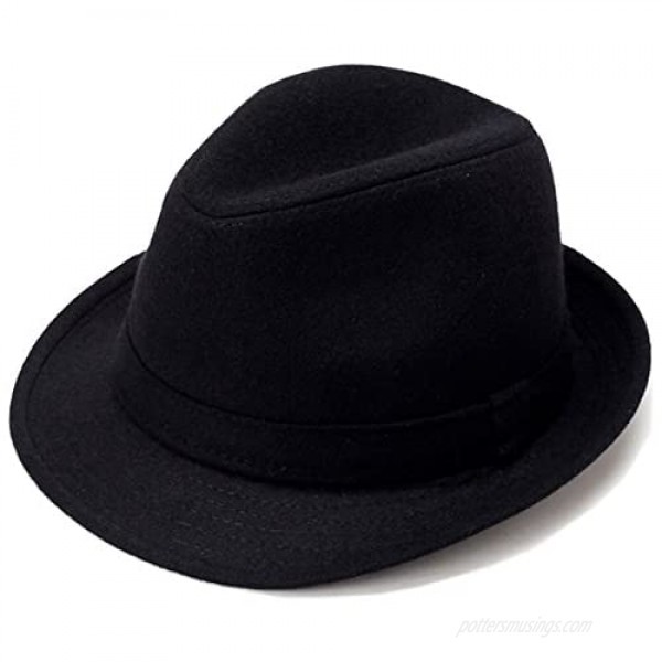 Men's Classic Manhattan Structured Gangster Trilby Fedora Hat with Band