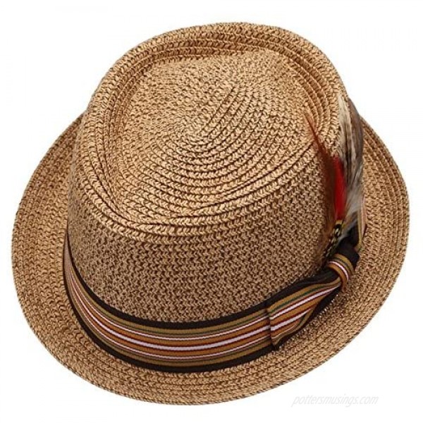 Men's Premium Straw Porkpie Fedora Hat