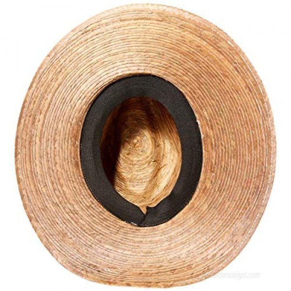 MEXIMART Mexican Palm Leaf Straw Indiana Wide Brim Hat Dark Tan w/Grommets