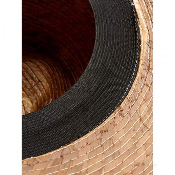 MEXIMART Mexican Palm Leaf Straw Indiana Wide Brim Hat Dark Tan w/Grommets
