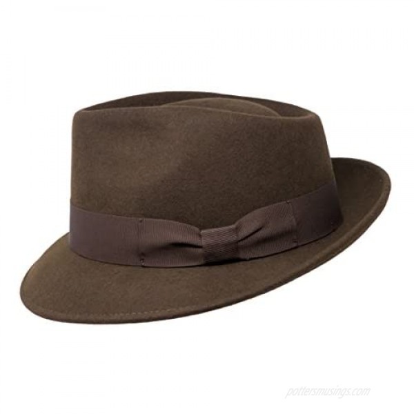 Premium Doyle - Teardrop Fedora Hat - 100% Wool Felt - Crushable for Travel - Water Resistant - Unisex
