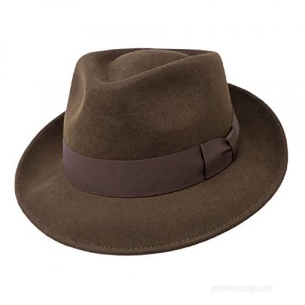 Premium Doyle - Teardrop Fedora Hat - 100% Wool Felt - Crushable for Travel - Water Resistant - Unisex