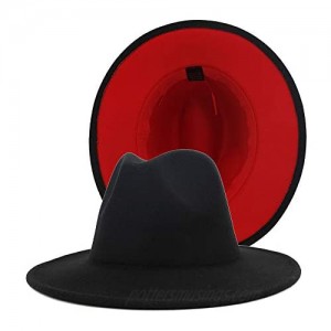 REVKI Wide Brim Fedora Hats for Women Dress Hats for Men Two Tone Panama Hat with Belt Buckle
