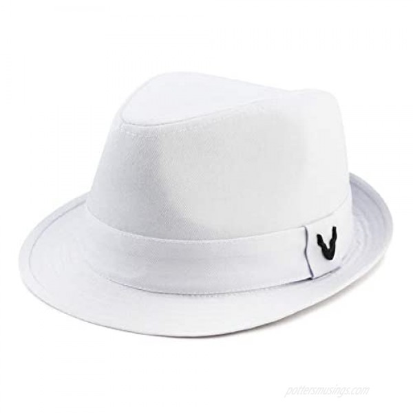 The Hat Depot Premium Paisley Lining Unisex Cotton & Twill Herringbone Cotton Fedora Hat