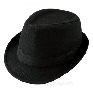 Unisex Classic 20s Manhattan Cotton Twill Herringbone Trilby Fedora Hat with Band Casual Jazz Wool Cap