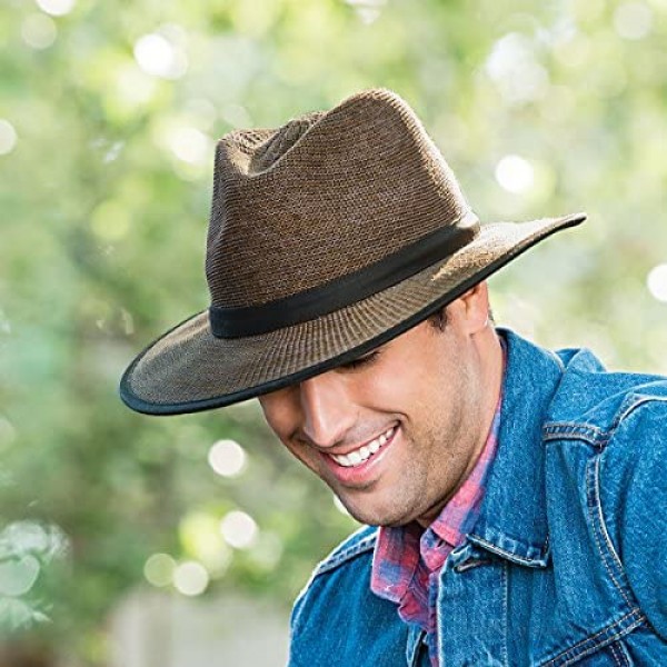 Wallaroo Hat Company Men's Gabe Fedora - UPF 50+ Adjustable Packable Modern Style Designed in Australia