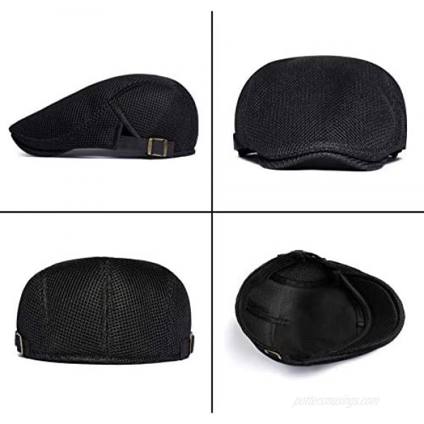 BABEYOND Men's Mesh Flat Cap Breathable Summer Newsboy Hat Beret Cabbie Ivy Hat Gatsby Newsboy Hat for Driving Hunting