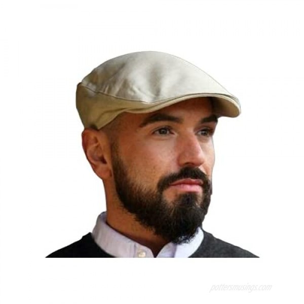 Hanna Hats Men's Classic Irish Linen Flat Cap Natural