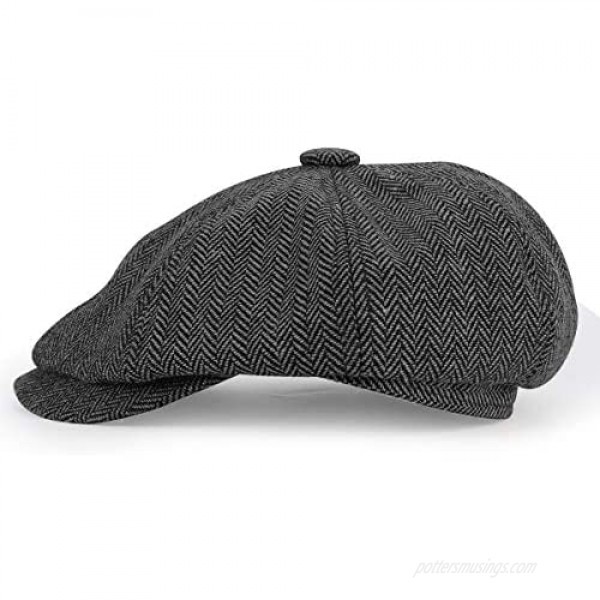 KeepSa Newsboy Cap Baker Boy Hat Flat Caps - 8 Panel Peaky Herringbone Tweed Gatsby Hat Ivy Irish Cap for Men and Women