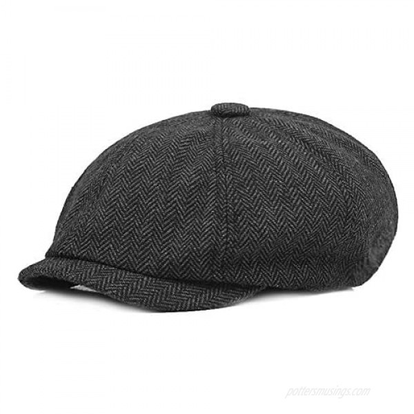 SIYWINA Peaky Baker Boy Flat Cap Mens Newsboy Cap Herringbone Cloth Cap Hat