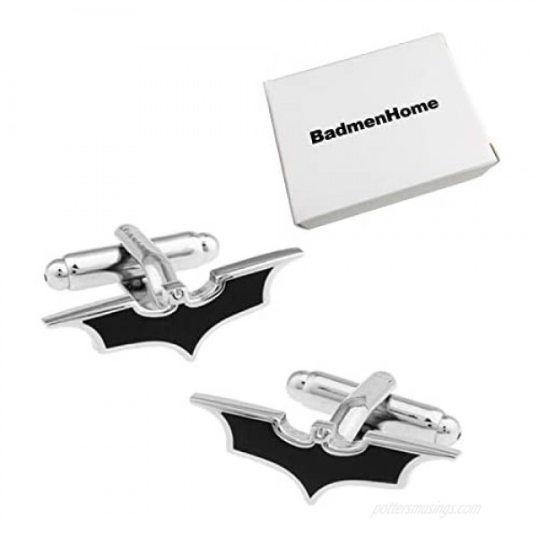 BadmenHome Super Hero Collection Black Batman Mark Cufflinks Men's Cufflinks for Groom Wedding Dress