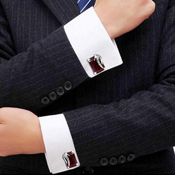 Cat Eye Jewels Mens Square Classic Cufflinks for Wedding Business Luxurious Tuxedo Formal Shirts Black Blue Red Cufflinks for Men Groom