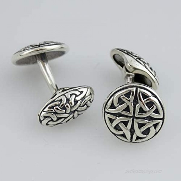 Celtic Trinity Knot Triquetra Men's Cuff Links - Sterling Silver 1 Pair Cufflinks