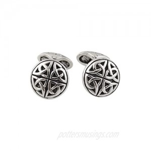 Celtic Trinity Knot Triquetra Men's Cuff Links - Sterling Silver  1 Pair Cufflinks
