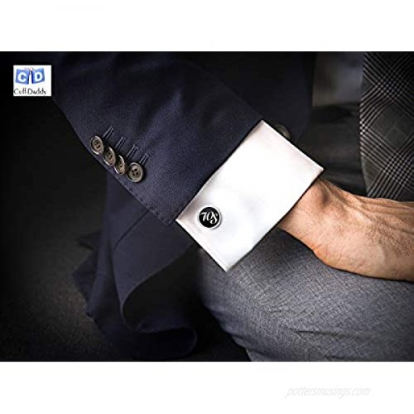 Cuff-Daddy Tuxedo Cufflinks Studs Formal Set Black Onyx Silver with Presentation Box Gift Party Special Occasions Wedding Anniversary Suit French Cuff Shirts Unique Cufflinks Set
