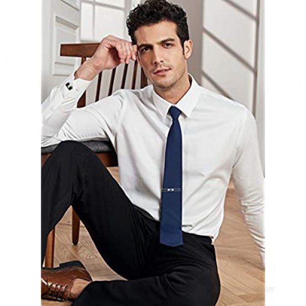 Finrezio 9 PCS Mens Tie Clips and Cufflink Set for Men Necktie Tie Bar Clips Wedding Business Accessories with Gift Box