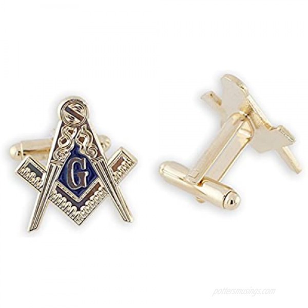 Forge Masonic Compass Enamel Gold Cufflinks